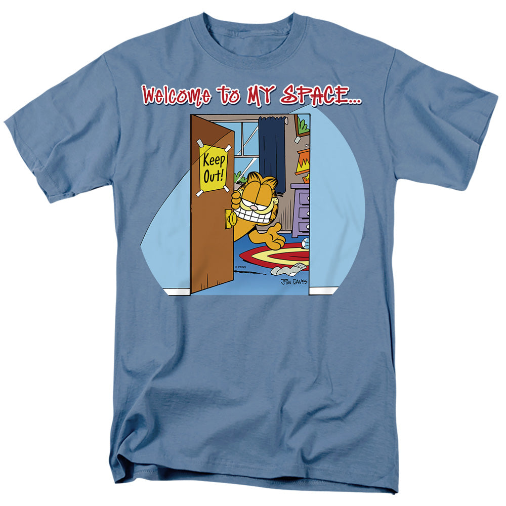 Garfield Welcome To Myspace Mens T Shirt Carolina Blue