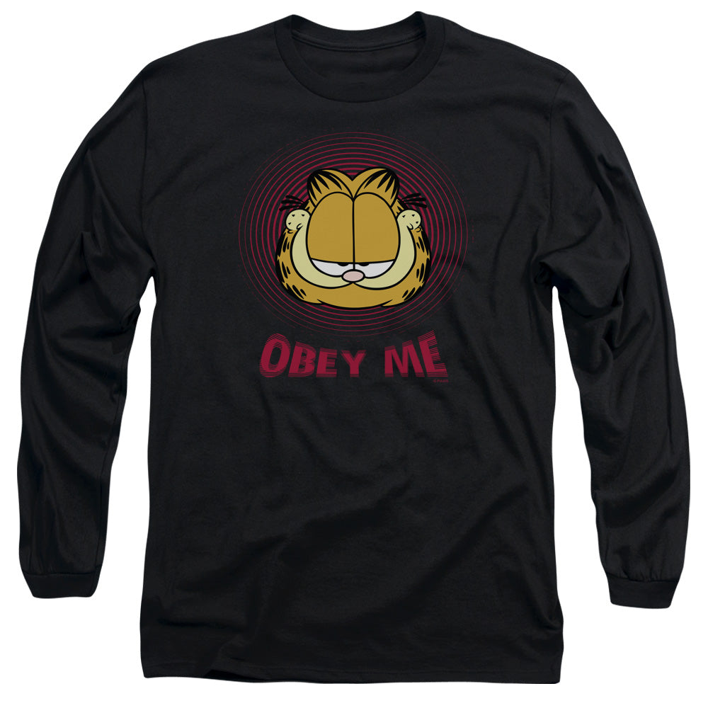 Garfield Obey Me Mens Long Sleeve Shirt Black Officially Licensed