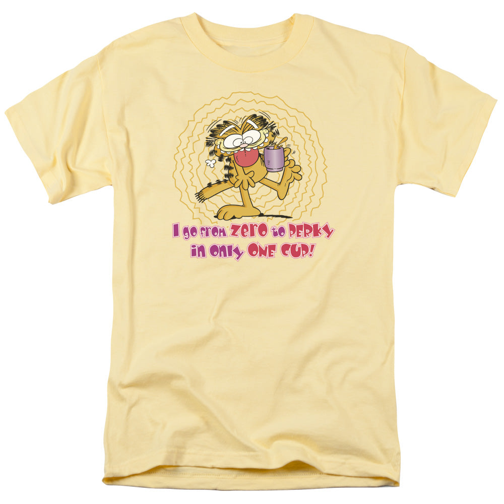 Garfield From Zero To Perky Mens T Shirt Banana