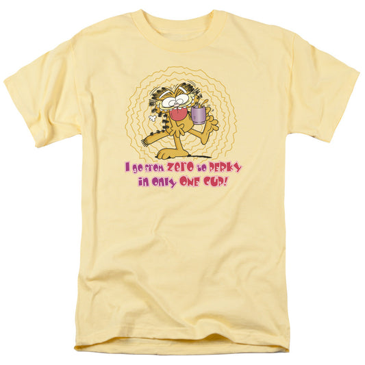 Garfield From Zero To Perky Mens T Shirt Banana