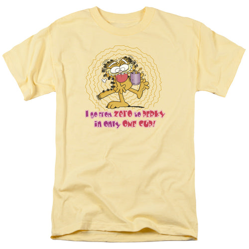 Garfield From Zero to Perky Mens T Shirt Yellow