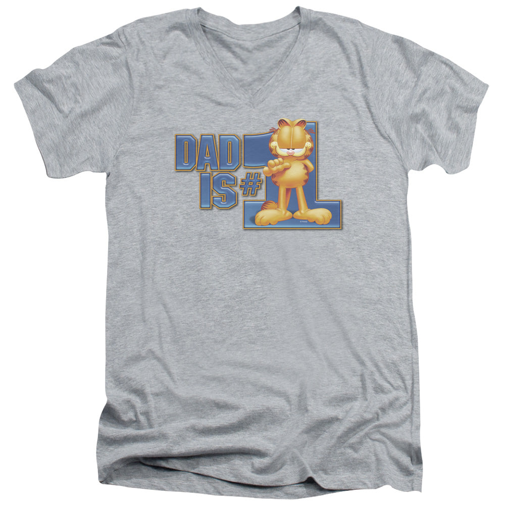 Garfield Dad is Number One Mens Slim Fit V-Neck T Shirt Athletic Heather