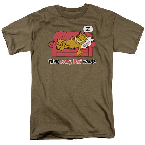 Garfield What Every Dad Wants Mens T Shirt Safari Green