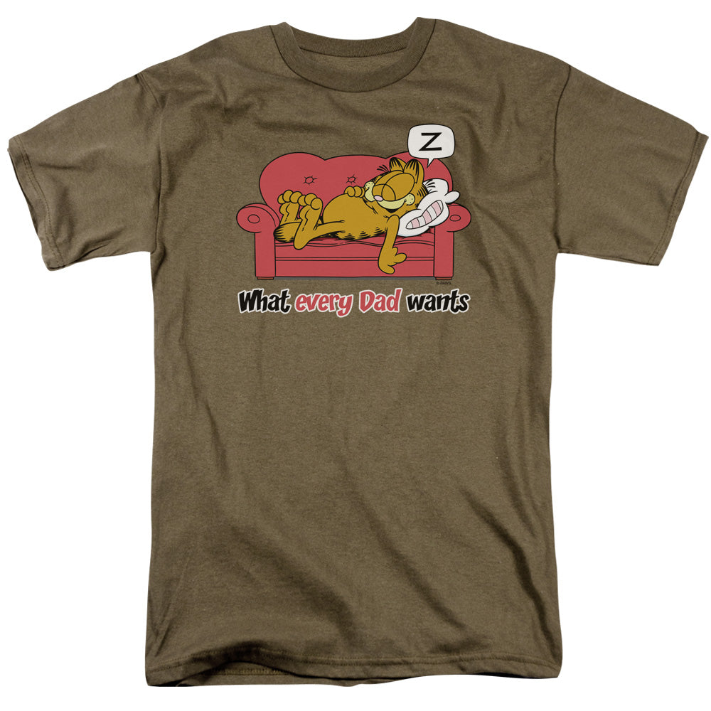 Garfield What Every Dad Wants Mens T Shirt Safari Green
