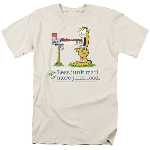 Garfield Less Junk Mail Mens T Shirt Cream