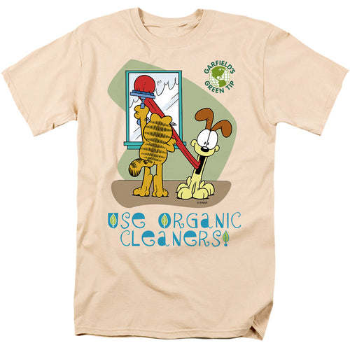 Garfield Organic Cleaners Mens T Shirt Cream