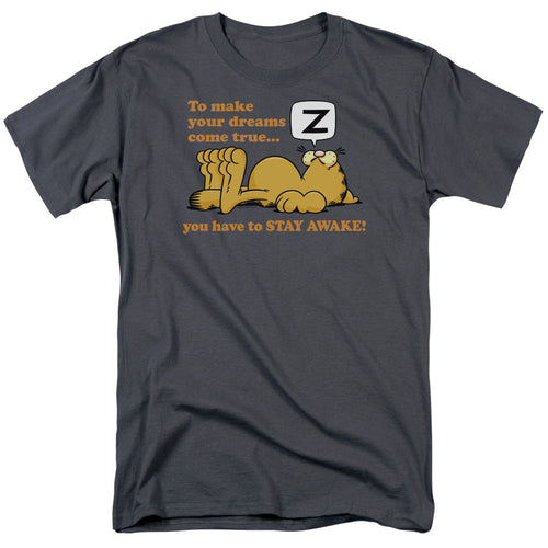 Garfield Stay Awake Mens T Shirt Charcoal