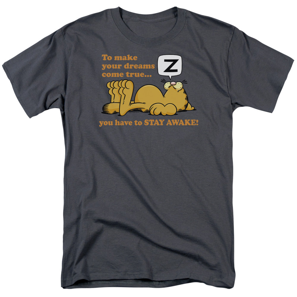 Garfield Stay Awake Mens T Shirt Charcoal