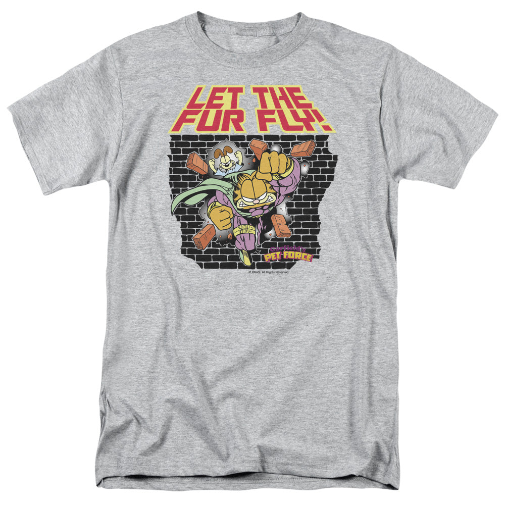 Garfield Let The Fur Fly Mens T Shirt Athletic Heather