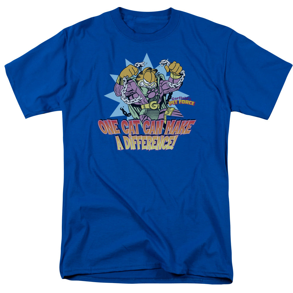 Garfield Make a Difference Mens T Shirt Royal Blue