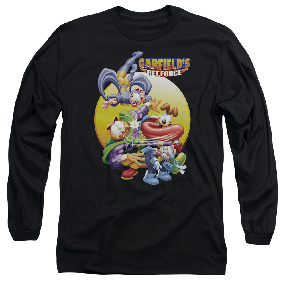 Garfield Tongue Of Doom Mens Long Sleeve Shirt Black Officially Licensed