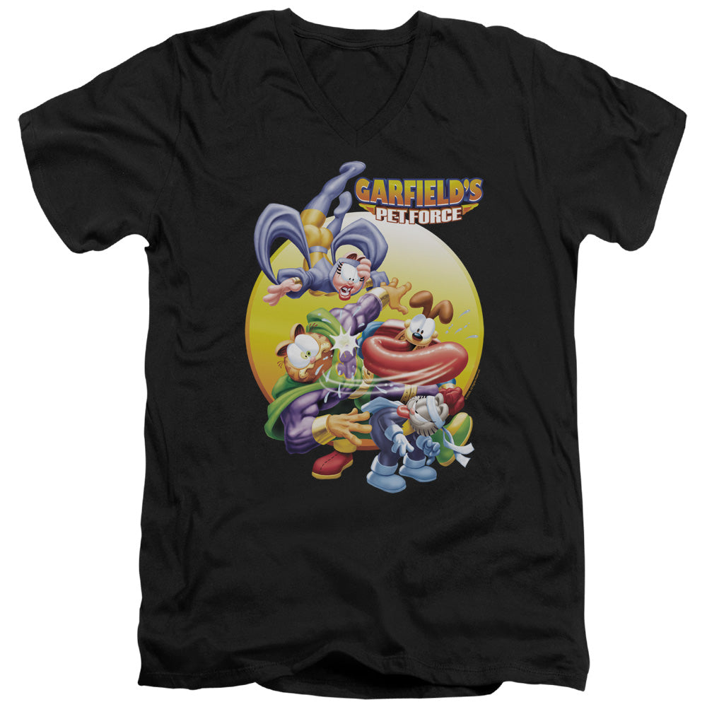 Garfield Tongue of Doom Mens Slim Fit V-Neck T Shirt Black