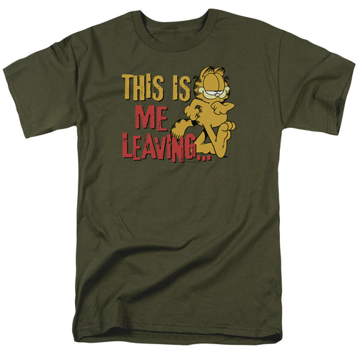 Garfield Leaving Mens T Shirt Military Green