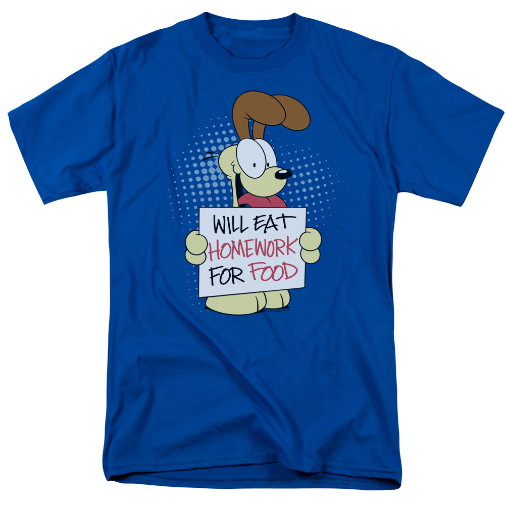 Garfield Will Eat Homework Mens T Shirt Royal Blue