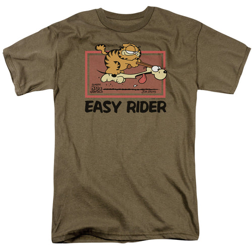 Garfield Vintage Easy Rider Mens T Shirt Safari Green