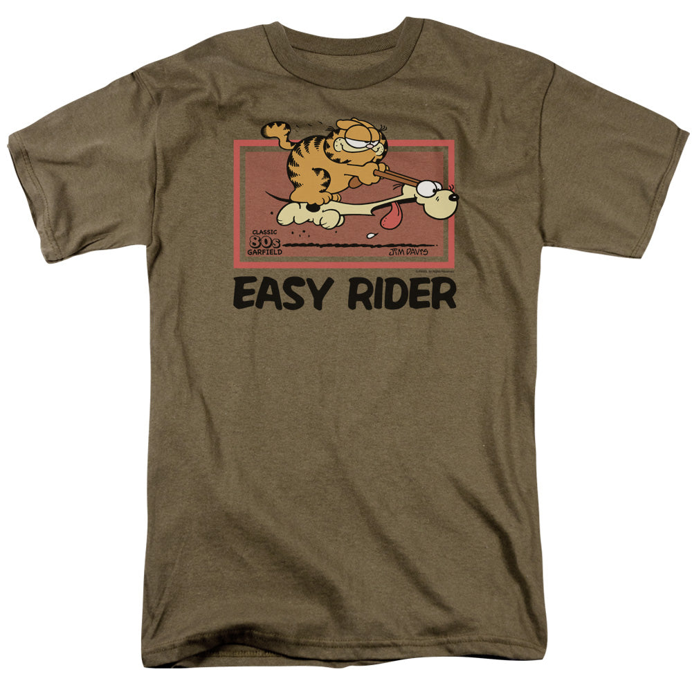 Garfield Vintage Easy Rider Mens T Shirt Safari Green