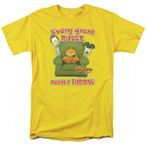 Garfield Throne Mens T Shirt Yellow