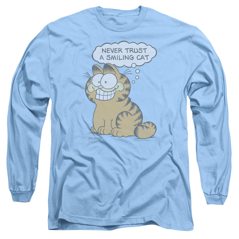 Garfield Smiling Cat Mens Long Sleeve Shirt Carolina Blue Officially Licensed