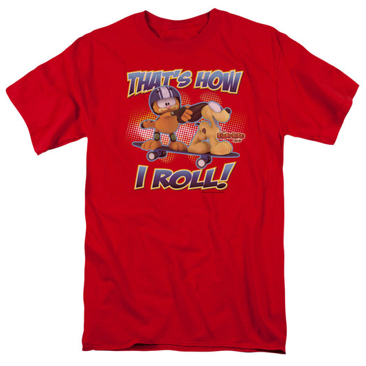 Garfield How I Roll Mens T Shirt Red
