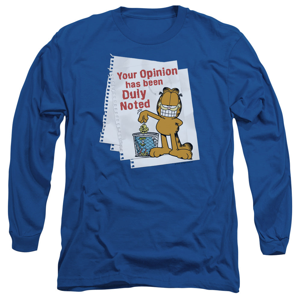 Garfield Duly Noted Mens Long Sleeve Shirt Royal Blue