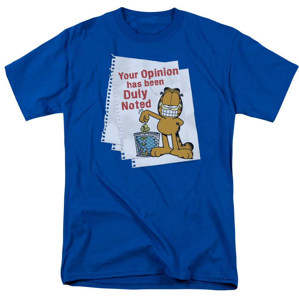 Garfield Duly Noted Mens T Shirt Royal Blue
