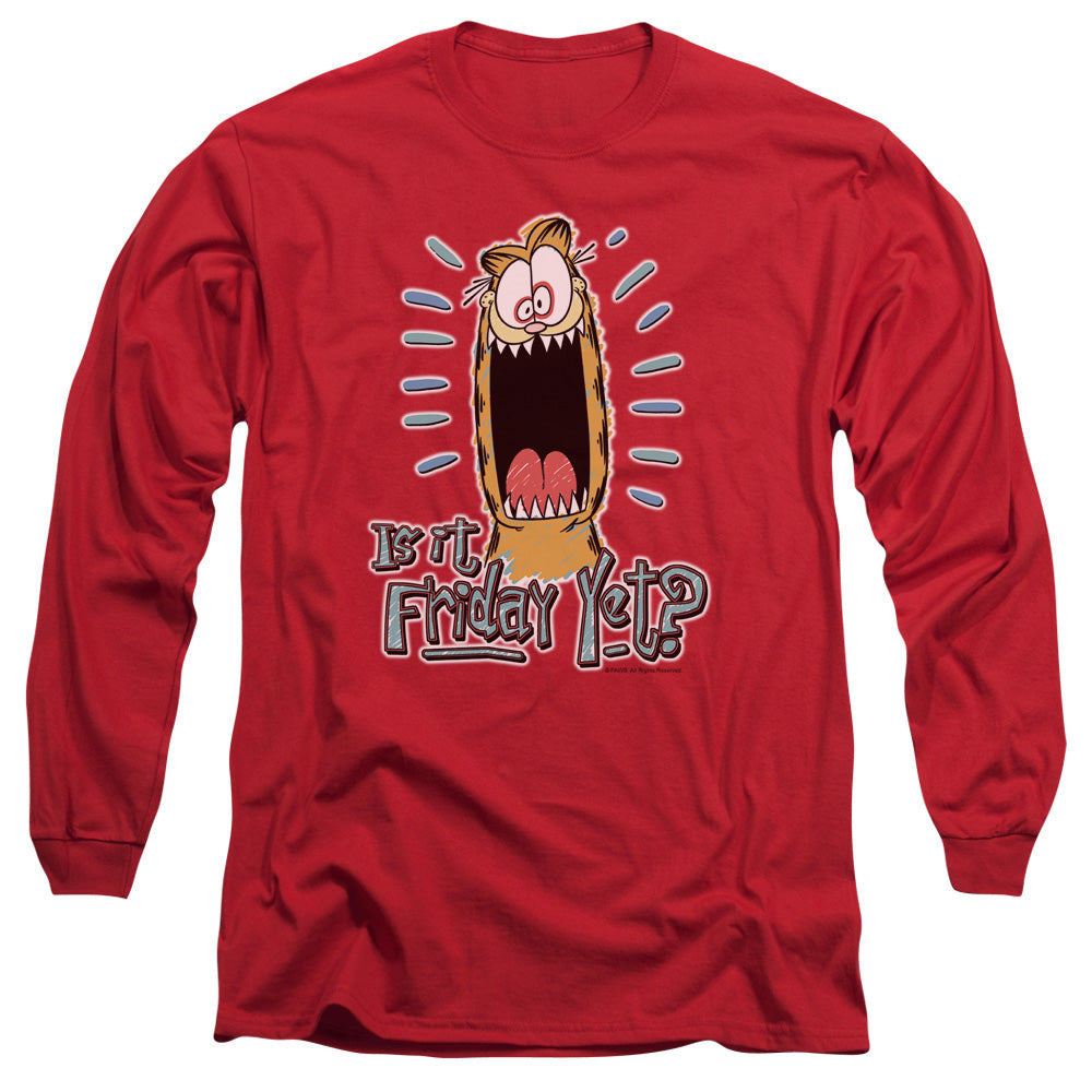 Garfield Friday Mens Long Sleeve Shirt Red Officially Licensed