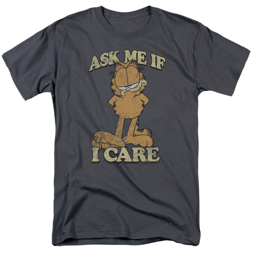 Garfield Ask Me Mens T Shirt Charcoal