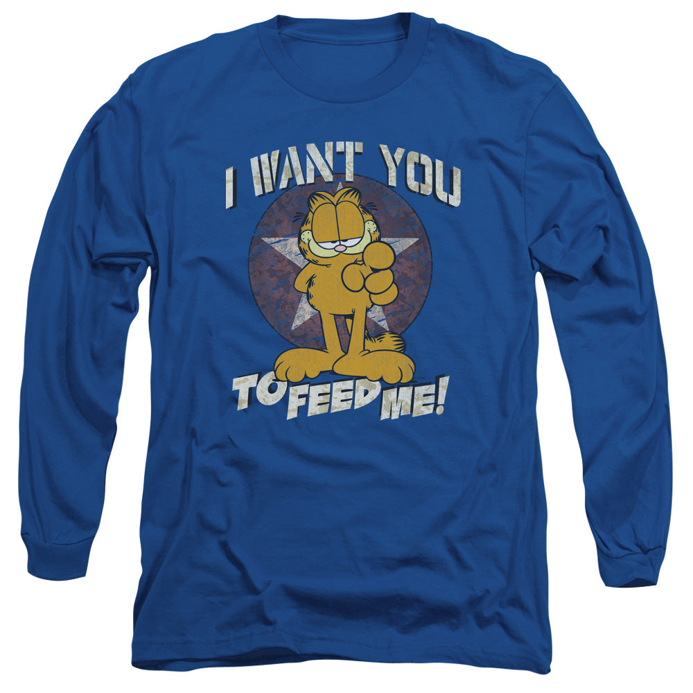 Garfield I Want You Mens Long Sleeve Shirt Royal Blue