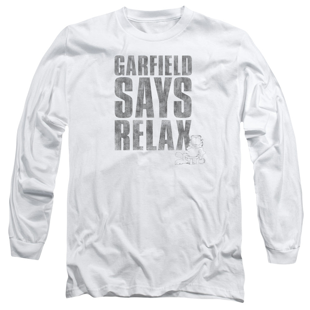 Garfield Relax Mens Long Sleeve Shirt White Officially Licensed