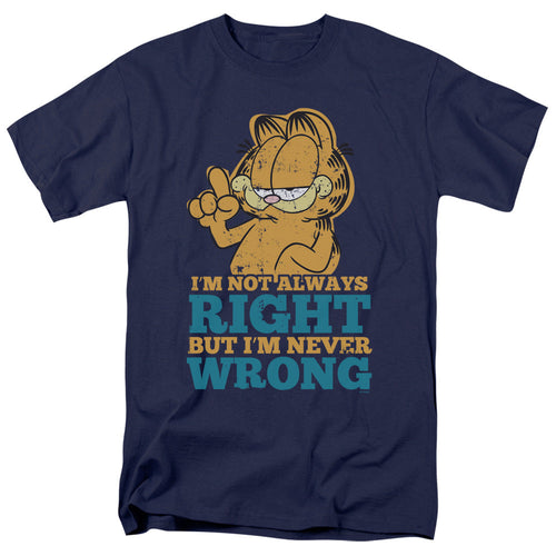 Garfield Never Wrong Mens T Shirt Navy Blue