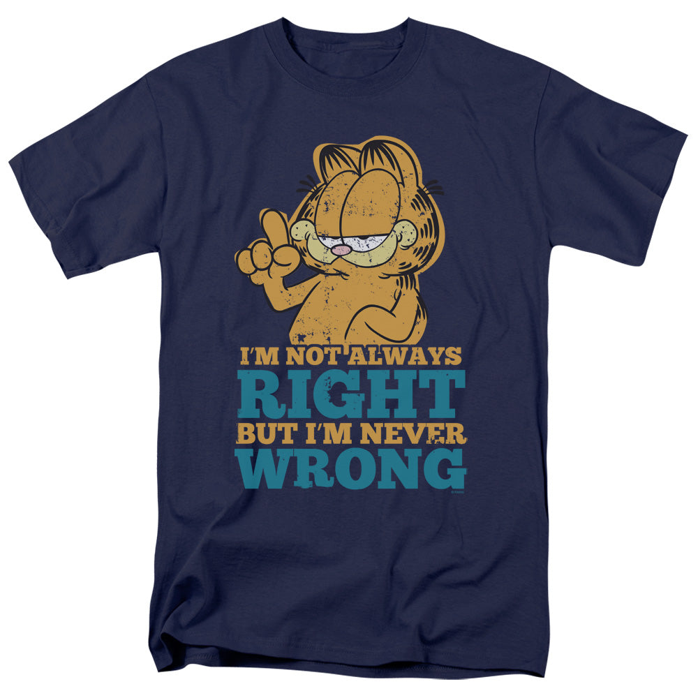 Garfield Never Wrong Mens T Shirt Navy Blue