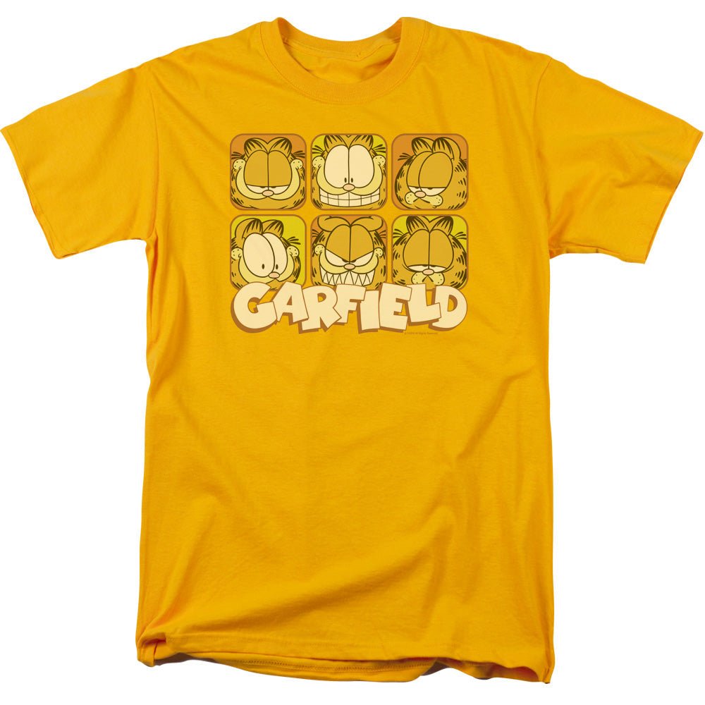 Garfield Many Faces Mens T Shirt Gold