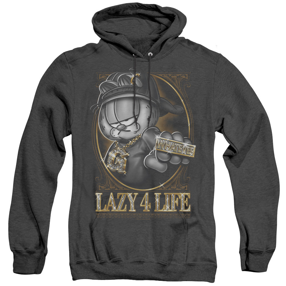 Garfield Lazy 4 Life Heather Mens Hoodie Black