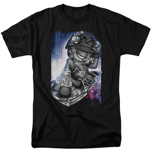 Garfield Dj Lazy Mens T Shirt Black