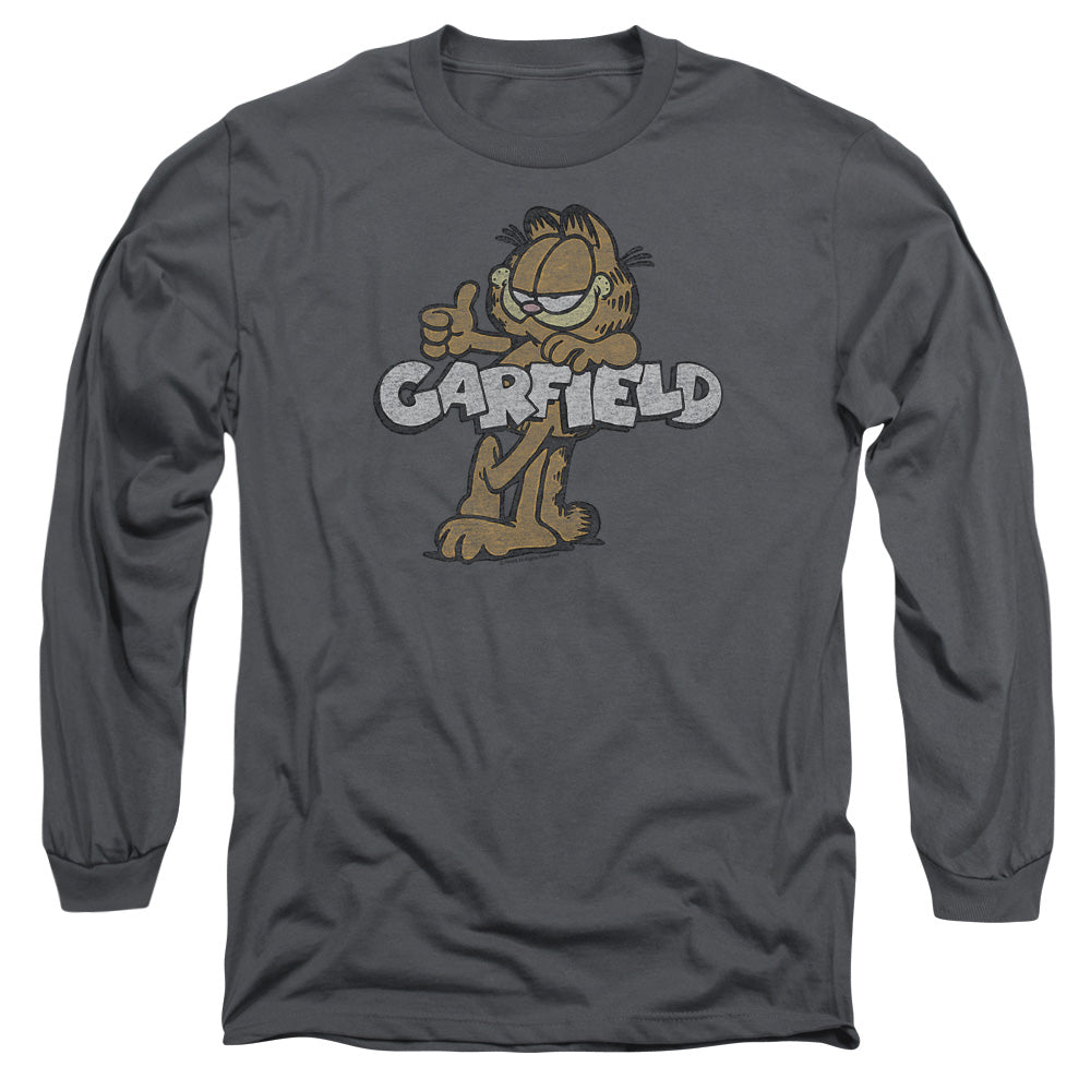Garfield Retro Garf Mens Long Sleeve Shirt Charcoal Officially Licensed