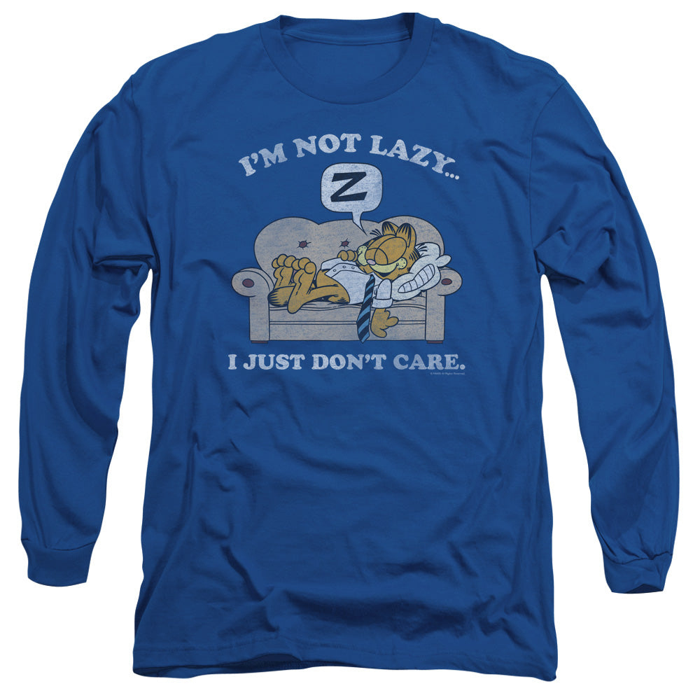 Garfield Not Lazy Mens Long Sleeve Shirt Royal Blue