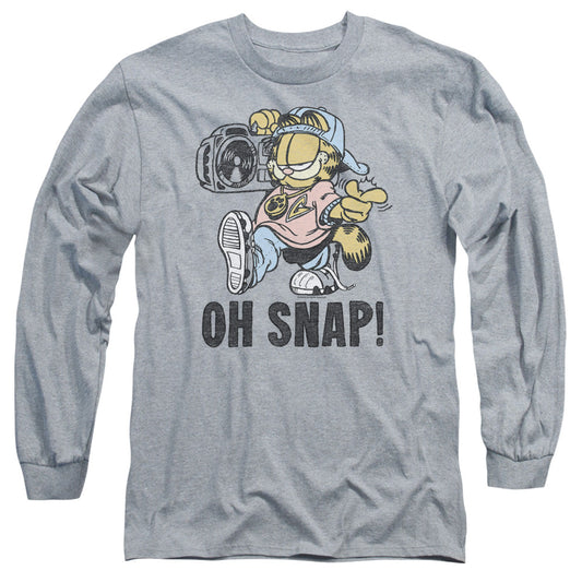 Garfield Oh Snap Mens Long Sleeve Shirt Athletic Heather Officially Licensed