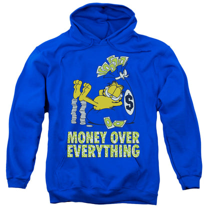 Garfield Money Is Everything Mens Hoodie Royal Blue