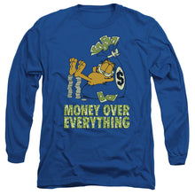Load image into Gallery viewer, Garfield Money Is Everything Mens Long Sleeve Shirt Royal Blue
