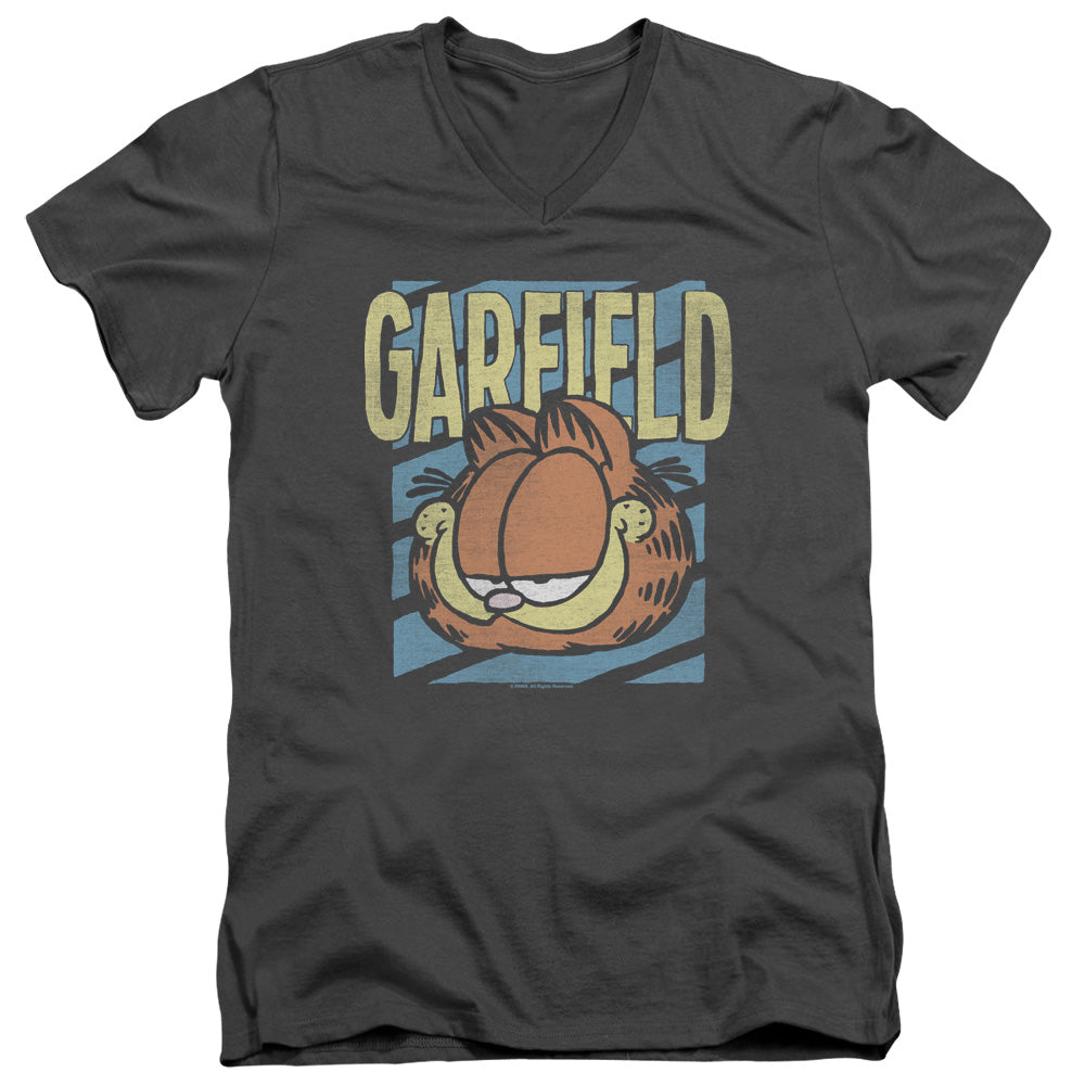 Garfield Rad Garfield Mens Slim Fit V-Neck T Shirt Charcoal