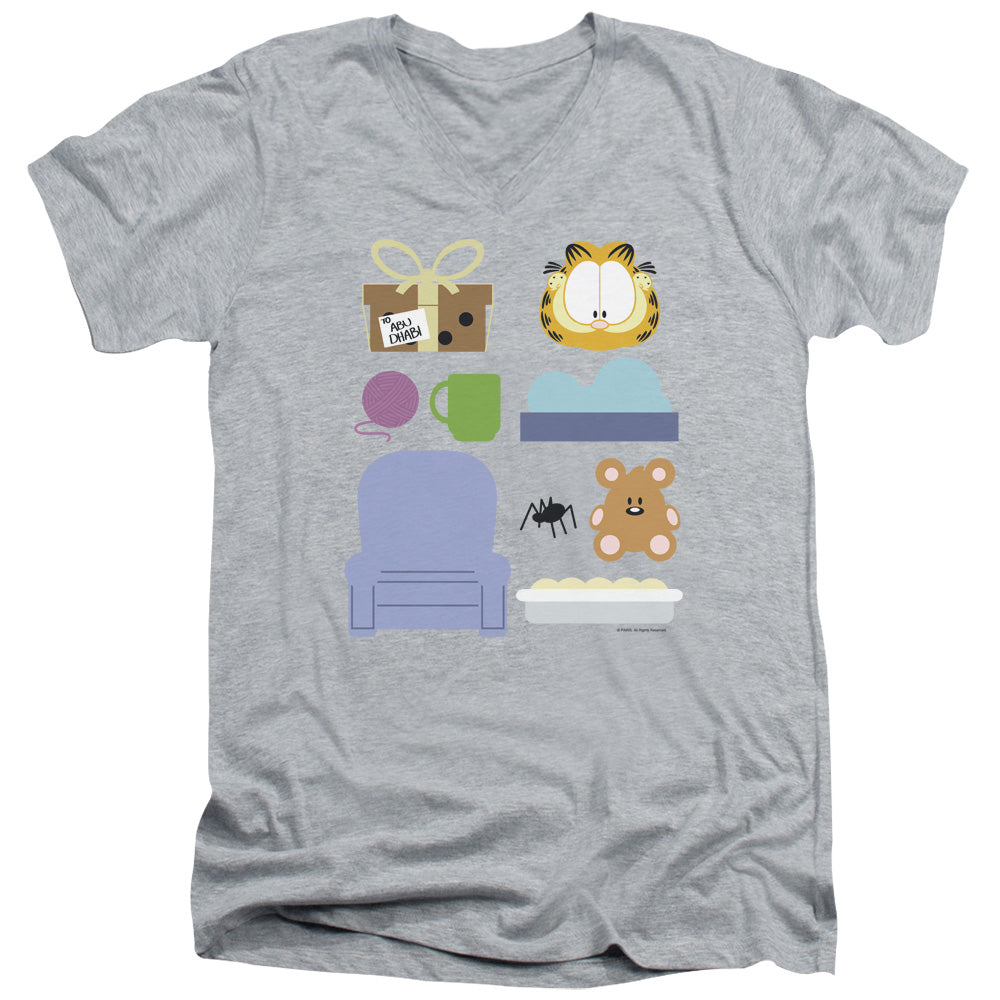 Garfield Gift Set Mens Slim Fit V-Neck T Shirt Athletic Heather