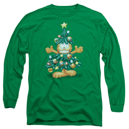 Garfield Tree Mens Long Sleeve Shirt Kelly Green Officially Licensed