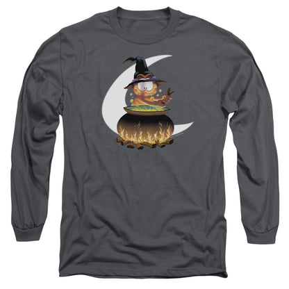 Garfield Stir The Pot Mens Long Sleeve Shirt Charcoal Officially Licensed
