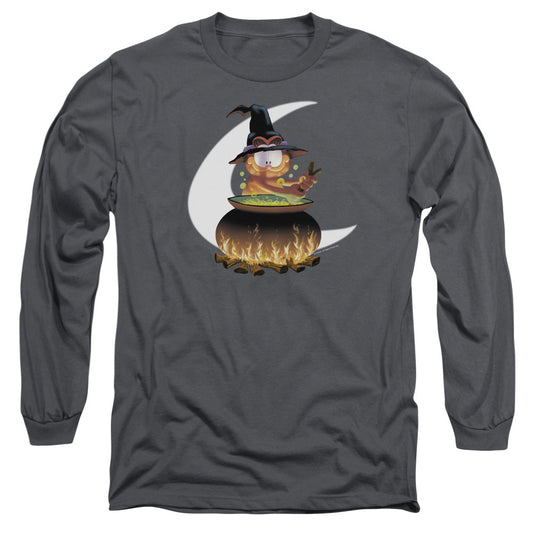 Garfield Stir The Pot Mens Long Sleeve Shirt Charcoal Officially Licensed