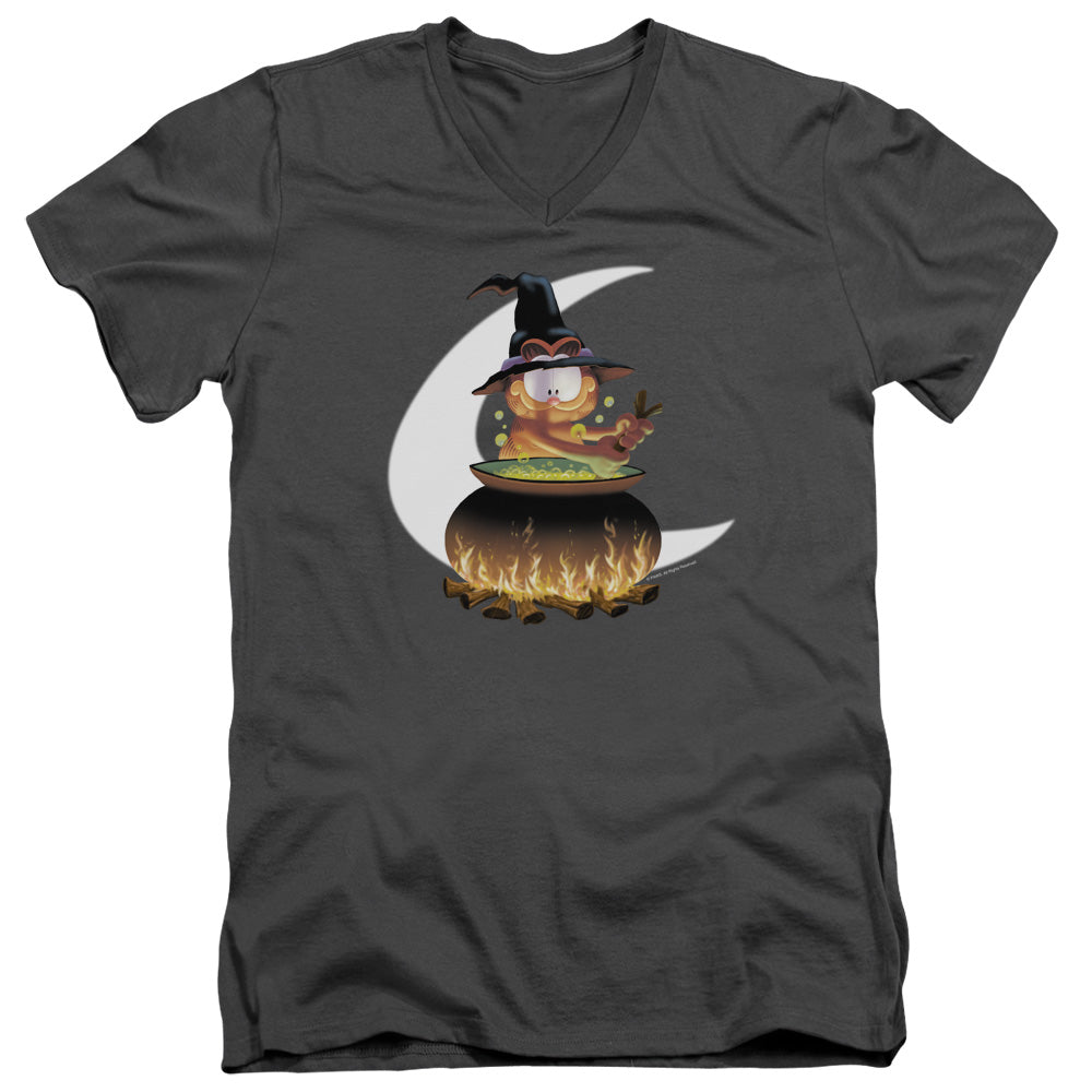 Garfield Stir the Pot Mens Slim Fit V-Neck T Shirt Charcoal