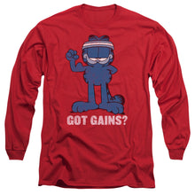 Load image into Gallery viewer, Garfield Got Gains Mens Long Sleeve Shirt Red Officially Licensed
