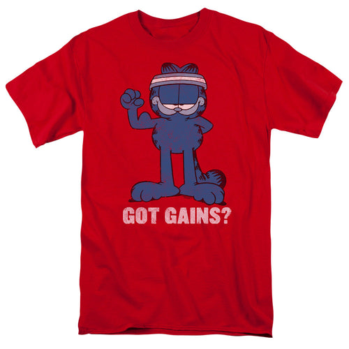 Garfield Got Gains Mens T Shirt Red