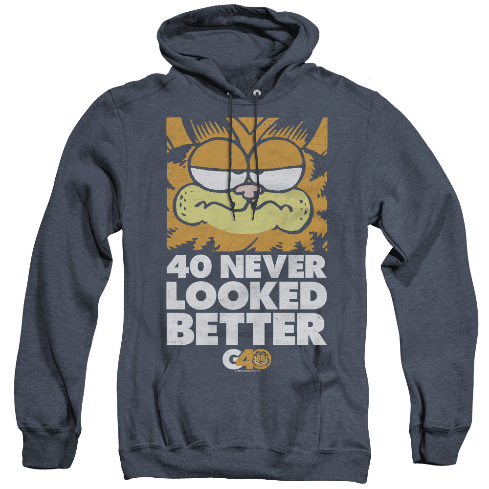 Garfield 40 Looks Heather Mens Hoodie Navy