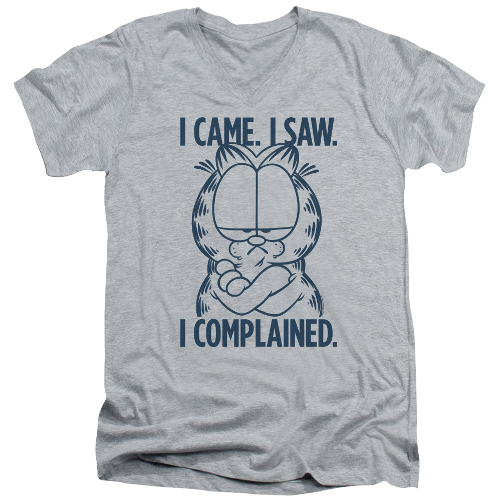 Garfield I Complained Mens Slim Fit V-Neck T Shirt Athletic Heather
