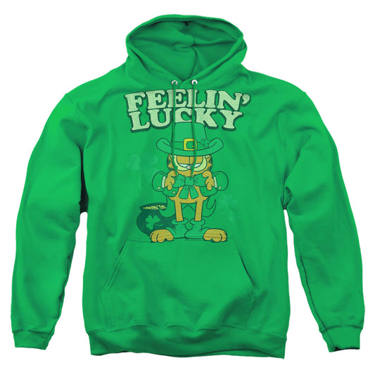 Garfield Feelin Lucky Mens Hoodie Kelly Green